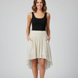 Aritzia Wilfred La Tour Skirt Draped High Lo High rise Waisted Birch Size XS